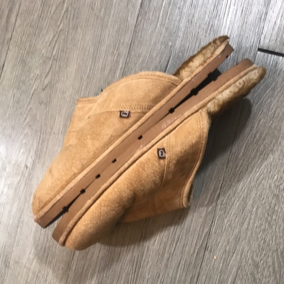 LAMO MEN'S SCUFF Faux Fur Chestnut Suede Upper Slippers size L - Picture 6 of 11